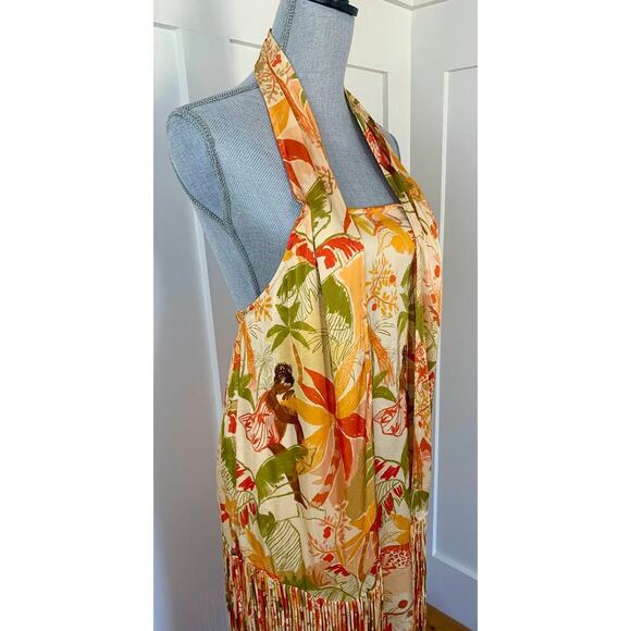 Farm Rio Leopard Forest Sand Mini Dress Multicolor Medium Halter Fringe Hem - Picture 5 of 9